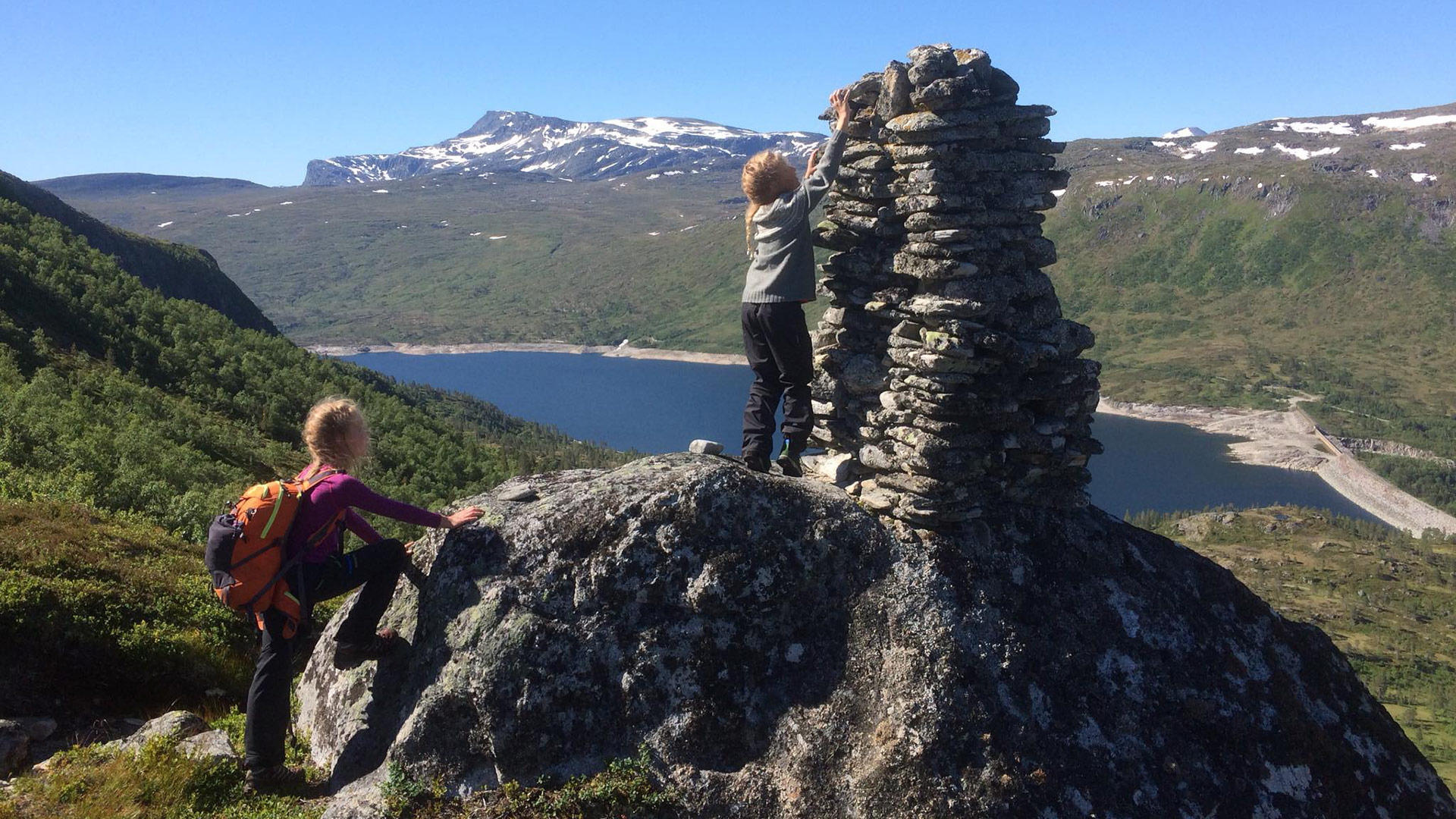 Furuskog og fjellet Snota, landskapsbilde.